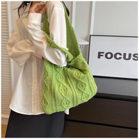 Tas Selempang Rajut Wanita, Tas Pantai Musim Panas, Tas Tangan Boho Kasual, Dompet Liburan, Buatan Cina, Tanpa Penutup