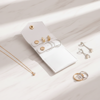Bolsa de Joyería de Microfibra de Cuero, Pequeña y Linda, Portátil, Organizador de Joyería para Viajes, Ideal para Guardar Collares