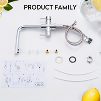 DVGW CUPC Filtre à eau gazeuse à 3 voies par osmose inverse Robinet de cuisine à 4 voies en acier inoxydable