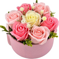 AYOYO Bouquet de fleurs de savon rondes de luxe en boîte cadeau - Savon artisanal en forme de roses parfumées et décoratives Cadeau de la Saint-Valentin 2026