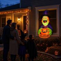 Sorcière gonflable d'Halloween de 1,28 m pour fenêtre avec lumières LED, décoration intérieure et extérieure pour jardin