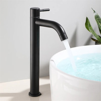 Robinet de lavabo monotrou en acier inoxydable SUS304 pour eau froide, avec noyau de valve en laiton noir de haute qualité