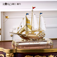 RORO nouveau Style chinois décoration de la maison salon bureau luxe décoration de la maison émail couleur créatif voilier décoration