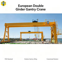 Grue portique à double poutre robuste montée sur rail pour la manutention de matériaux en structure métallique extérieure