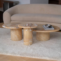Table basse moderne et simple en onyx caramel naturel Cammy Stone, plateau de salle à manger, salon, chambre, hôtel