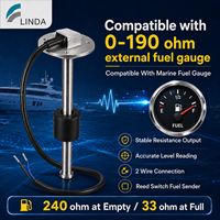 Jauge de niveau de carburant marine Linda en acier inoxydable 9-32V avec flotteur pour bateau de grande capacité