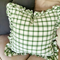 Housse de coussin personnalisée, dernière collection, motif à carreaux beige, taie d'oreiller design vintage pour canapé, housse de coussin pour canapé, décoration intérieure avec volants