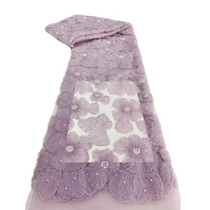 Tela de Encaje Indio <span class=keywords><strong>George</strong></span> con Bordado de Flores Personalizado, Diseño Nuevo de Moda 2014, Venta al Por Mayor - Product Image 6