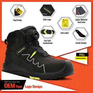 <span class=keywords><strong>Bottes</strong></span> de sécurité HRO en cuir Crazy Horse avec embout en fibre de verre anti-impact, antidérapantes, respirantes, résistantes à la chaleur, chaussures de sécurité en caoutchouc - Product Image 2