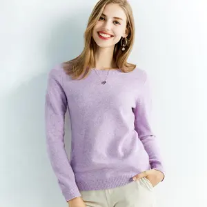 Sweater wol rajut wanita, pakaian rajutan kabel kasual Sweater kasmir tebal