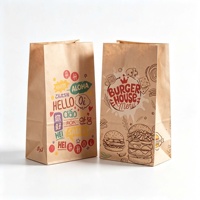 Sacs d'épicerie en papier kraft brun recyclables à fond carré avec soufflet latéral pour l'emballage de collations, petit-déjeuner, restauration rapide et hamburgers