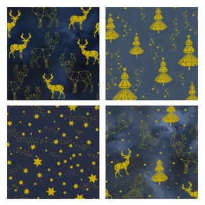 Custom Gold Reindeer Christmas Tree <b>Pattern</b> Metallized Recyclable <b>Paper</b> Roll Eco-Friendly Gift Wrap Double-Sided Coated Digital - Product Image 2
