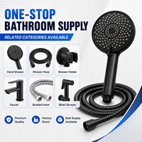Ensemble de pommeau de douche à main 5 fonctions en ABS noir mat avec flexible, kit de douche pour salle de bain, fabricant OEM