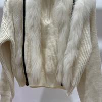 Chine fabricant coréen fourrure de renard décoration veste courte femmes pull avec fermeture éclair