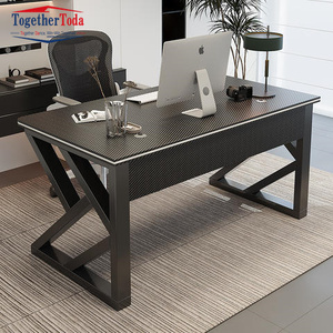 Bureau de travail moderne en forme de L, noir et simple - Product Image 6