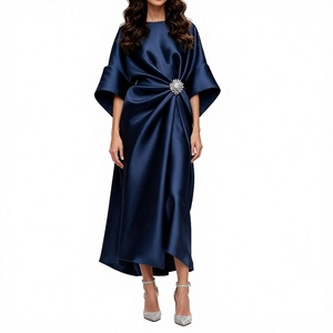 Vestidos Midi Casuales de Verano para Mujer, Elegantes, Decorados con Perlas y Flores, de Satén, Cintura Natural, Transpirables, a la Moda - Product Image 3
