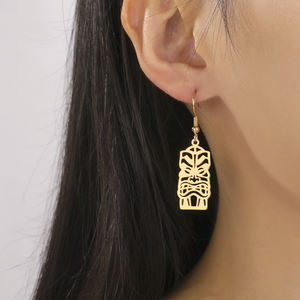 Myshape Retro <span class=keywords><strong>Tiki</strong></span> Totem Pendientes colgantes Cultura tribal Personas indígenas Máscara Protección Amuleto Joyería de acero inoxidable - Product Image 3