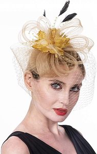 Eleganti Cappelli Fascinator Neri con Motivo Floreale a Fiocco in Rete, Unisex, per Kentucky Derby, Matrimoni, Feste, Piccoli Mini Cappelli in Sinamay per la Chiesa - Product Image 5