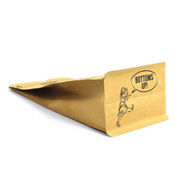 Sachet de café personnalisé imprimé, refermable, en papier kraft doublé aluminium de qualité alimentaire, à fond plat, avec valve et fermeture éclair