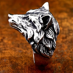 2025 Vintage <strong>Wolf</strong> Head Silver Black Metal <strong>Ring</strong> Trendy Opened Animal Circle <strong>Ring</strong> for <strong>Men</strong> - Product Image 3