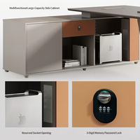 Bureau de direction moderne avec plateau de 25 mm d'épaisseur, armoire latérale à bord biseauté de 45 mm, serrure à code, option gauche/droite, mobilier de bureau