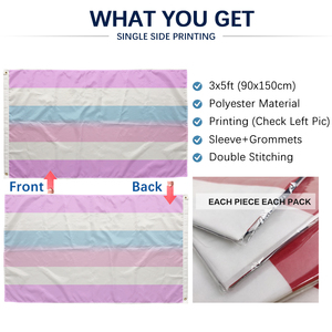 Bandera del Orgullo LGBTQ, Serie de Banderas del Orgullo Biféminas, Impresión a una Cara, 3x5 pies, 90x150 cm - Product Image 2