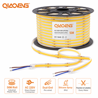 Bande LED COB sans pilote AC 220V 10mm 576 LED 12W 4000K Blanc Neutre IP43 Silicone 50m de long pour plafond encastré