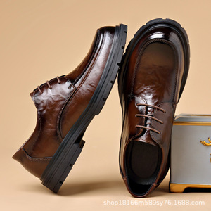Chaussures de luxe - Mocassins formels pour hommes à bout rond avec semelle en caoutchouc, chaussures en cuir noir, chaussures de mariage - Product Image 3