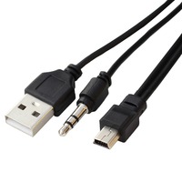Cable de Audio USB 2,0 macho a CC, Conector de 3,5mm + Mini USB 3 en 1, OEM de fábrica