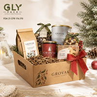 Boîte d'emballage cadeau personnalisée pour les fêtes, plateau en papier kraft pour café, biscuits, collations, panier de Noël, vente en gros OEM