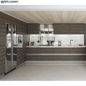 Harga pabrik BFP lemari penyimpanan dapur rumah Unit Tinggi menarik tempat sampah kabinet dapur desain Modern