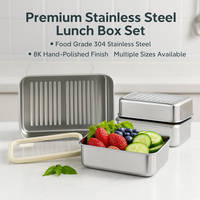 Nouvelle boîte à lunch personnalisée anti-fuite 2026 pour enfants et adultes, boîte bento en acier inoxydable pour le bureau, le travail, l'école avec couvercle en verre et silicone
