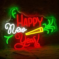 Letrero LED de Neón Personalizado al por Mayor, Colorido y Regulable, con la Frase 'Feliz Año Nuevo', Luz de Pared para Fiestas, Decoración Navideña para Celebrar el Año Nuevo
