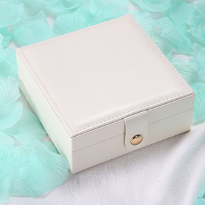 Boîte à bijoux en cuir de luxe, multifonctionnelle, carrée, pour organiser et ranger les bijoux - Product Image 4