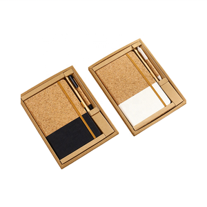 Grosir kayu bergaris Hardcover jurnal bambu penutup kayu Notebook dengan pena - Product Image 3