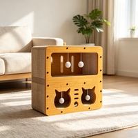 Griffoir d'intérieur moderne de luxe pour chat en carton ondulé, mignon, hauteur 51 cm, 2 niveaux, montage facile, emballage carton