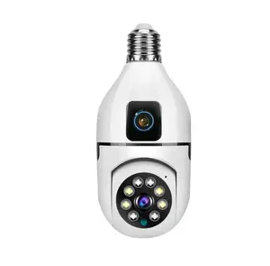 V380PRO лампочка двойная картинная камера 360 градусов Wi-Fi камера наблюдения HD полноцветная лампа держатель лампочки шпионская камера видеонаблюдения
