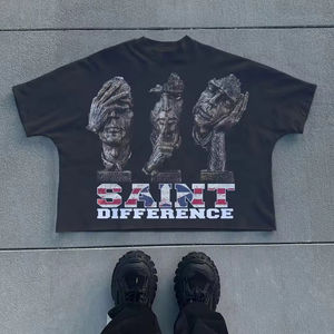 Haute qualité Boxy recadrée t-shirts 100% coton Y2K imprimé graphique t-shirts Streetwear luxe hommes T-Shirts - Product Image 6