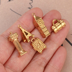 Dijes de Edificios Famosos del Mundo en Acero Inoxidable, Pilar Romano, Big Ben, <span class=keywords><strong>Torre</strong></span> <span class=keywords><strong>Eiffel</strong></span>, Colgantes para Hacer Pulseras y Collares - Product Image 2