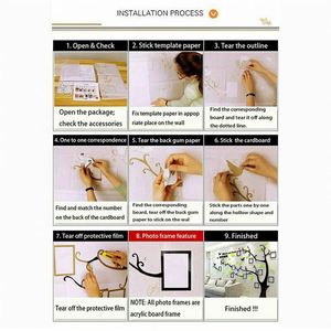 DIY Wall <b>Poster</b> Picture <b>Frame</b> Home Bedroom Wall Stick Multi-Pieces Rose Flower Pattern 3D Acrylic Decoration Wall Sticker - Product Image 5