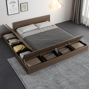 Cama Doble de Estilo Nórdico Moderno, Cama Tatami Japonesa de Madera, Estilo Suave con Muebles de Dormitorio de Madera Maciza, Gran Oferta - Product Image 3