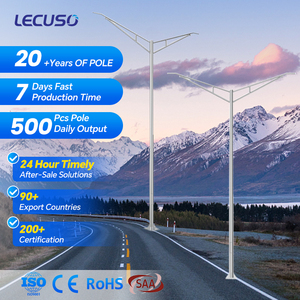 LECUSO Brand 8M-12M Galvanized Steel Outdoor Street Light <b>Pole</b> Hot Dip Powder Coating Corrosion Resistant 10-Year High Quality 1 - Product Image 2