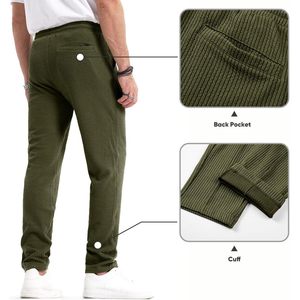 2025 hommes décontracté coupe ajustée pantalon fuselé 100% coton XL taille léger côtelé tricot texturé cordon avec poches - Product Image 2