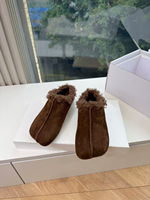 Mules sabots pour femmes à dessus en tissu bouclé, bordure en peluche bouclée, bout rond, semelle épaisse, à enfiler, pour l'automne et le quotidien