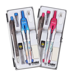 FOSKA 6 pièces outils de <span class=keywords><strong>dessin</strong></span> et d'architecture <span class=keywords><strong>boussole</strong></span> d'école en métal avec roue centrale pour la géométrie, la rédaction et la mesure des mathématiques - Product Image 1