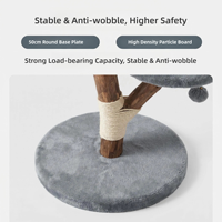 Arbre à chat tout-en-un en bois de frangipanier avec nid pour chat, griffoir en sisal de fabrication directe avec double plateforme de repos pour chats d'intérieur