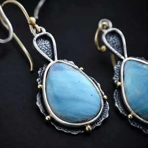 Orecchini Pendenti Vintage in Stile Goccia di Vetro Turchese Blu per Donne - Product Image 4