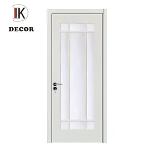 Дешевая белая грунтованная деревянная французская стеклянная раздвижная дверь с заглушкой
