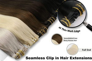 Extensiones <span class=keywords><strong>de</strong></span> Cabello Humano Virgen Europeo con Cutícula Alineada, Clip sin Costuras, Precio al por Mayor - Product Image 4
