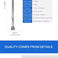 Tongkat Jalan dari Paduan Aluminium Tinggi Dapat Disesuaikan 74-98cm Kapasitas Beban 100kg Desain Ringan Anti-Selip Kelas I Medis